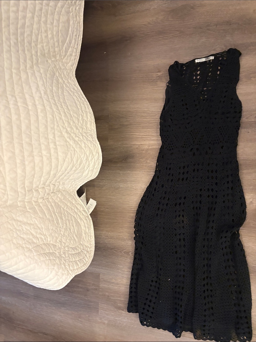 Maggy London Black Crochet Fit-and-Flare Sleeveless Dress
